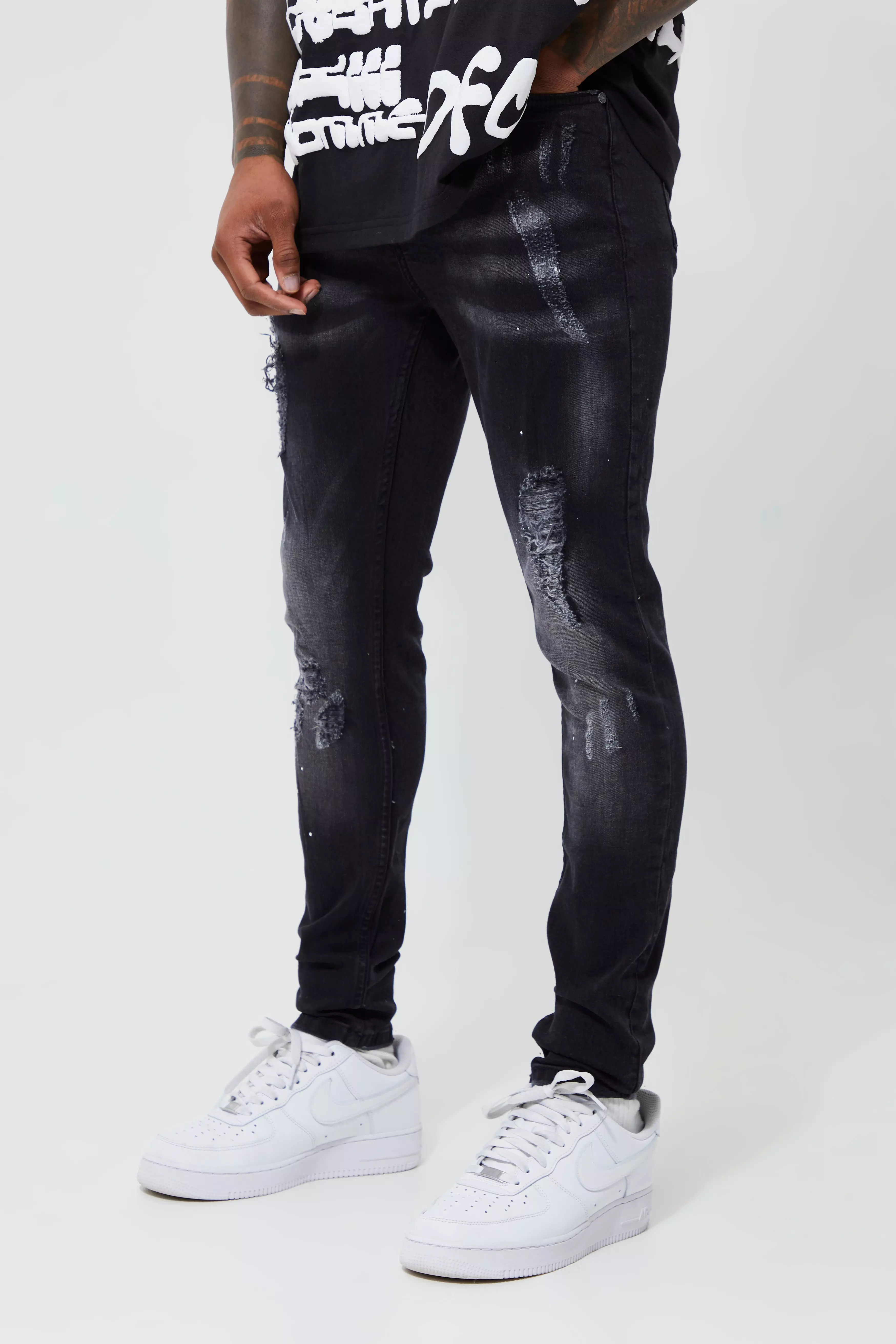 Distressed super store skinny jeans mens